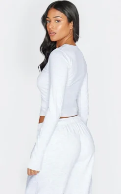 Tall Grey Marl Embossed Studio Archives Long Sleeve T Shirt