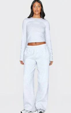 Tall Grey Marl Embossed Studio Archives Wide Leg Sweatpants