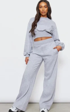 Tall Grey Marl High Waisted Wide Leg Sweatpants