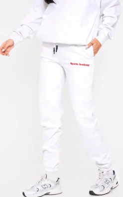 Tall Grey Marl Premium Sports Academy Puff Print Oversized Sweatpants