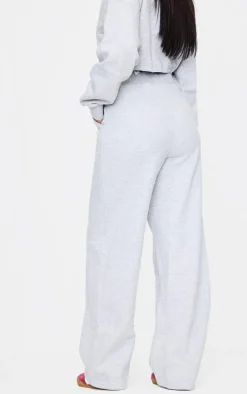 Tall Grey Marl Seam Detail High Waist Wide Leg Sweatpants