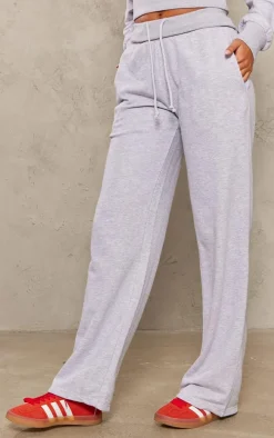 Tall Grey Marl Straight Leg Fold Over Sweatpants