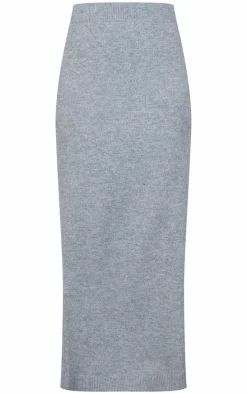 Tall Grey Melange Soft Knit Maxi Skirt