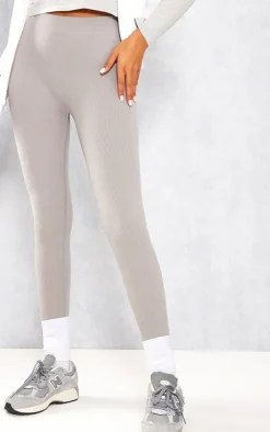 Tall Grey Structured Snatched Rib Leggings