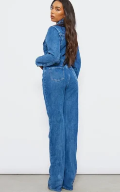 Tall Indigo Blue Wash Denim Cut Out Jumpsuit