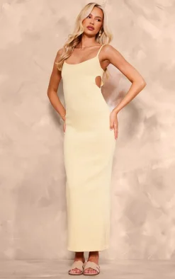 Tall Lemon Cut Out Detail Knitted Midaxi Dress