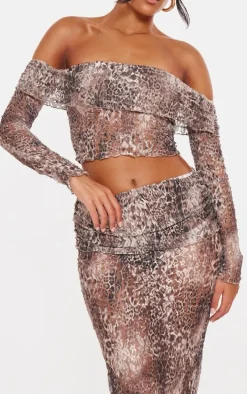 Tall Leopard Crushed Lace Maxi Skirt