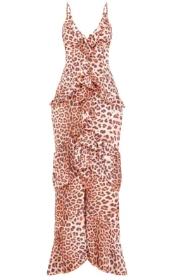 Tall Leopard Textured Frill Maxi Dress