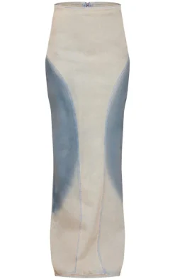 Tall Light Blue Wash Ombre Wash Maxi Denim Skirt