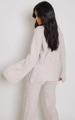 Tall Light Brown Luxe Rib Knit Oversized Sweater