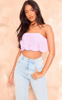 Tall Lilac Extreme Ruched Crop Top