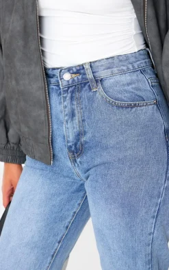 Tall Mid Blue Wash High Waist Long Leg Straight Leg Jeans