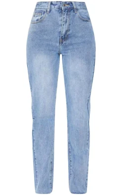 Tall Mid Blue Wash High Waist Long Leg Straight Leg Jeans