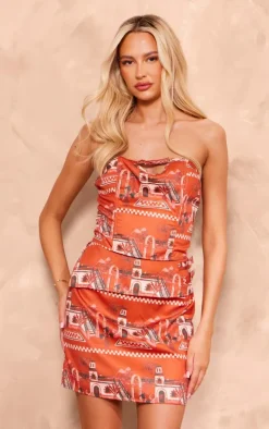 Tall Multi Brown Printed Bandeau Corset Top