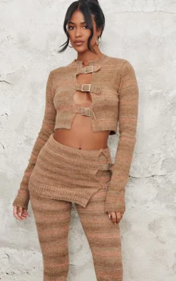 Tall Multi Buckle Detail Long Sleeve Knitted Top