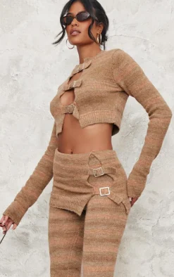 Tall Multi Buckle Detail Knitted Foldover Flares