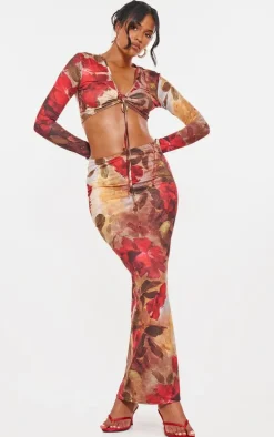 Tall Multi Floral Print Soft Touch Maxi Skirt