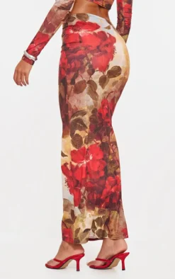 Tall Multi Floral Print Soft Touch Maxi Skirt