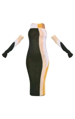 Tall Multi Green Knit Midi Dress With Matching Sleeves