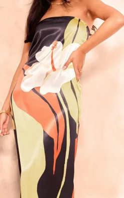 Tall Multi Printed Bandeau Floaty Maxi Dress