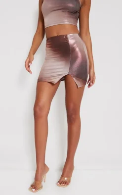 Tall Nude Glitter Mini Skirt