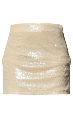 Tall Nude Pink Sequin Mini Skirt