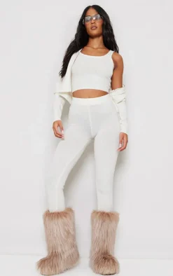 Tall Oatmeal Marl Knit Leggings