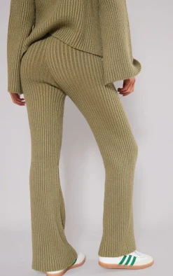 Tall Olive Soft Knit Wide Leg Pants