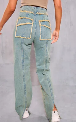Tall Ombre Wash Distressed Detail High Waist Wide Leg Jeans