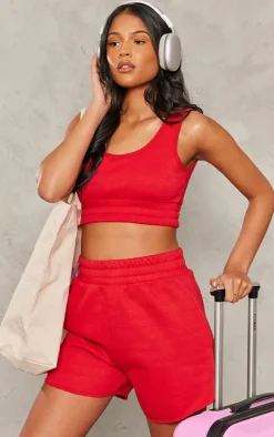 Tall Red Cuffed Waist Detail Vest Top