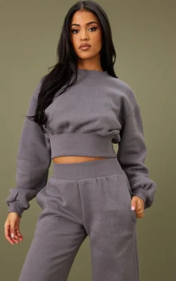 Tall Steel Blue Cropped Oversized Sweatshirt