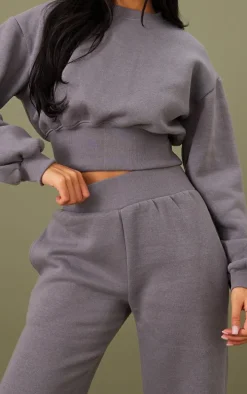 Tall Steel Blue Cropped Oversized Sweatshirt