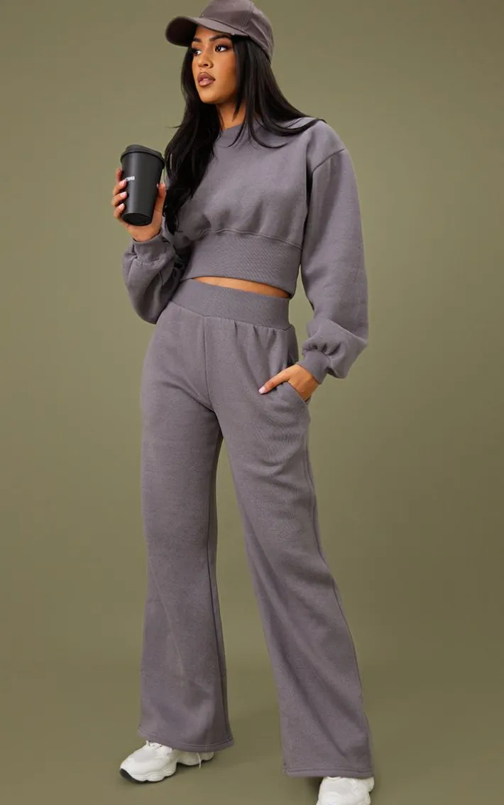 Tall Steel Blue High Waist Wide Leg Sweatpant