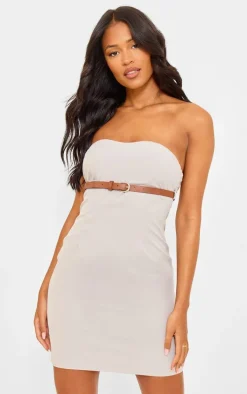Tall Stone Bandeau Belt Detail Mini Dress