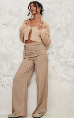 Tall Stone Brushed Knit Collared Cropped Sweater