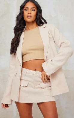 Tall Stone Brushed Wool Look Oversized Blazer