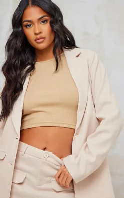 Tall Stone Brushed Wool Look Oversized Blazer