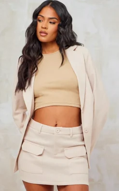 Tall Stone Brushed Wool Look Mini Skirt