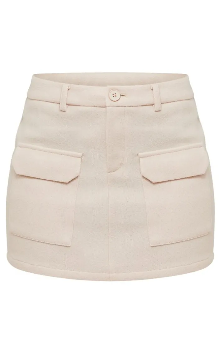 Tall Stone Brushed Wool Look Mini Skirt