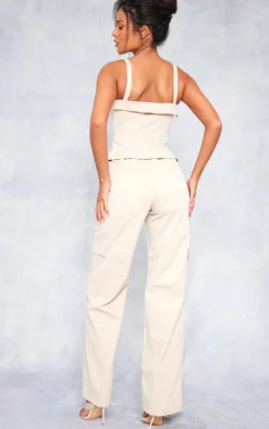Tall Stone Corset Detailed Wide Leg Jumpsuit