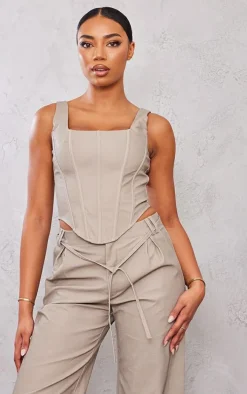 Tall Stone Faux Leather Corset Top