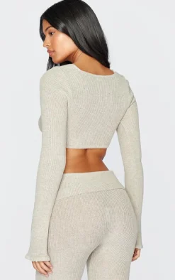 Tall Stone Knitted Long Sleeve Corset Top