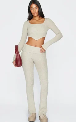 Tall Stone Knitted Long Sleeve Corset Top