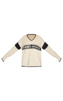 Tall Stone V Neck Graphic Knitted Sweater