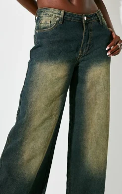 Tall Vintage Bleach Wash Low Rise Turn Up Hem Wide Leg Jeans