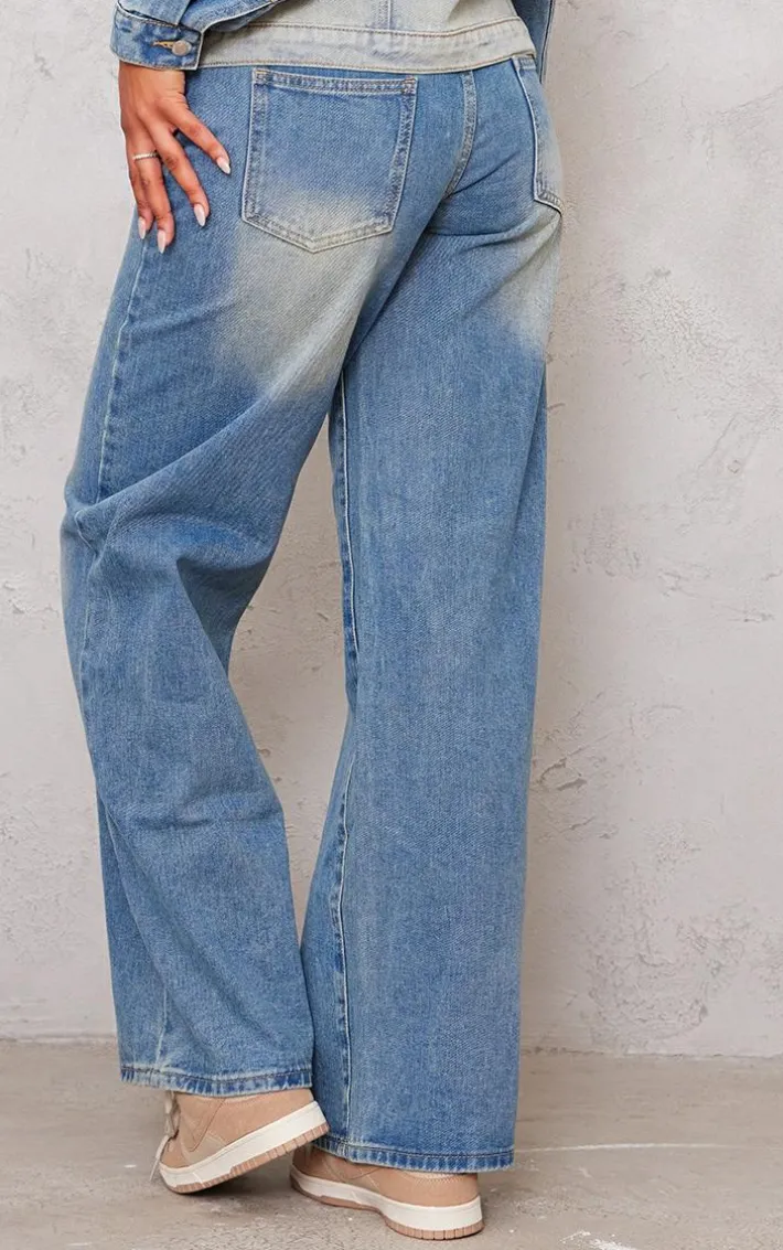 Tall Vintage Mid Wash Low Rise Wide Leg Jeans