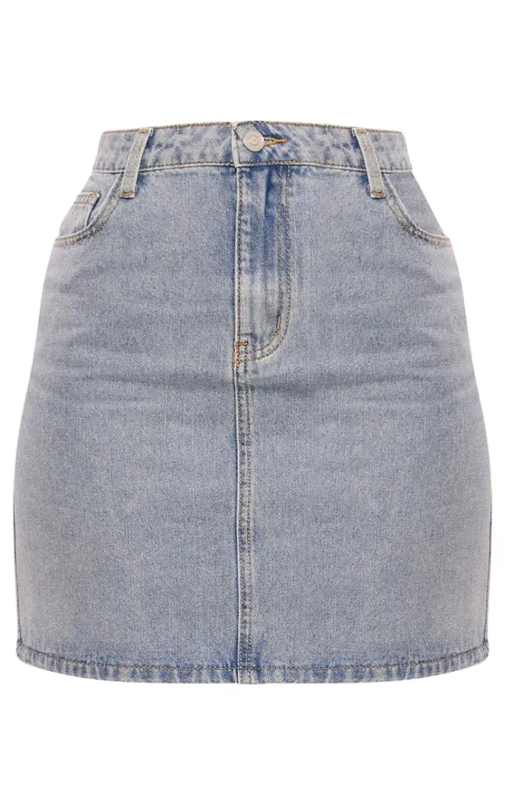 Tall Vintage Wash Mid Rise Denim Mini Skirt