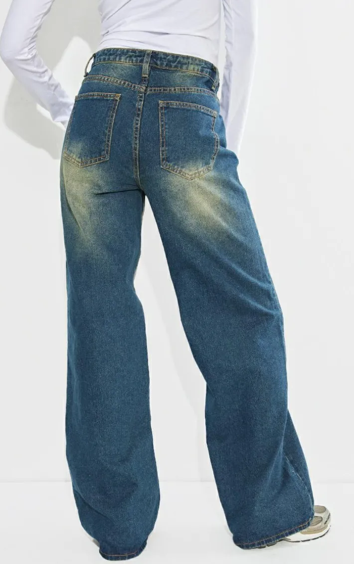 Tall Vintage Wash Mid Rise Wide Leg Jeans
