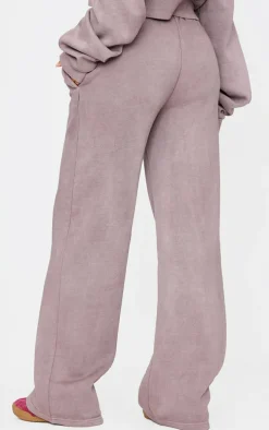 Tall Washed Brown Drawstring Wide Leg Sweatpants