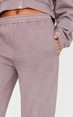 Tall Washed Brown Drawstring Wide Leg Sweatpants